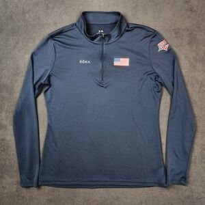 USA Olympics Triathlon ROKA Quarter Zip Pullover Womens XL Navy Blue Long Sleeve
